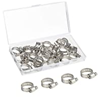 FEPITO 20pcs abrazadera de clip de manguera 10-16mm ajustable Jubileo de acero inoxidable Clip Worm Drive Pipes…